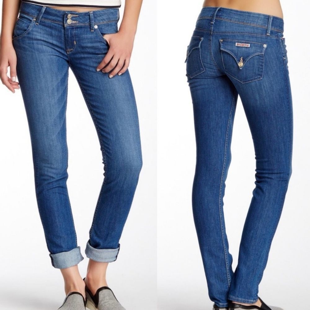 HUDSON JEANS DENIM COLLIN BACK FLAP SKINNY JEAN IN COLOR DEAN